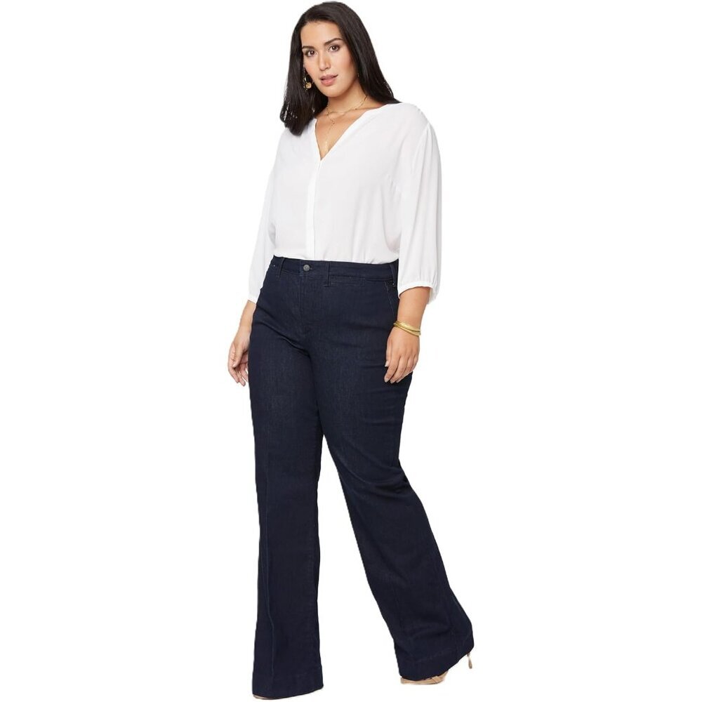 Women's Plus Size Trouser Jeans Cotton Blend Wide Leg Lift Tuck Slim Fit